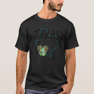 Womens Texas State Map Pride Heart Cactus Vintage T-Shirt