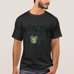 Womens Texas State Map Pride Heart Cactus Vintage T-Shirt