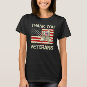 Womens Thank You Veterans Combat Boots Veteran Day T-Shirt
