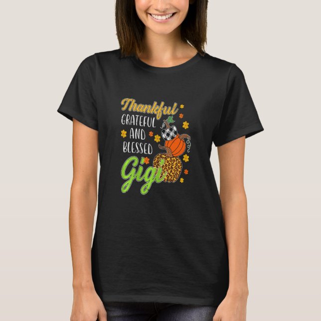 Womens Thankful Grateful Blessed Gigi Autumn Fall  T-Shirt (Front)
