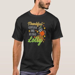 Womens Thankful Grateful Blessed Lolly Autumn Fall T-Shirt