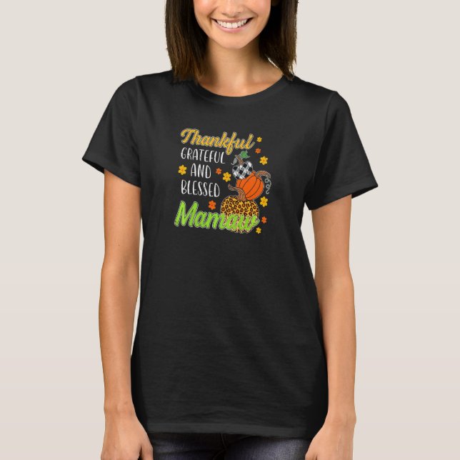 Womens Thankful Grateful Blessed Mamaw Autumn Fall T-Shirt (Front)