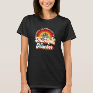 Womens Thanksful Teacher Leopard Rainbow Happy Tha T-Shirt