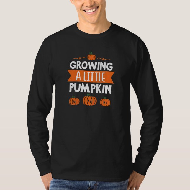 Womens Thanksgiving Pregnancy Announcement Growing T-Shirt (Front)