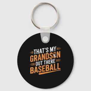 Womens Thats My Grandson Out Baseball Grandma Moth Key Ring