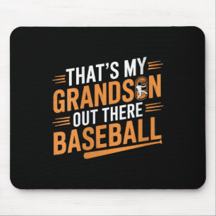 Womens Thats My Grandson Out Baseball Grandma Moth Mouse Pad