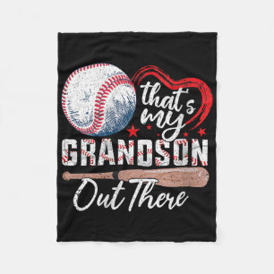 Womens Thats My Grandson Out There Baseball Grandm Fleece Blanket
