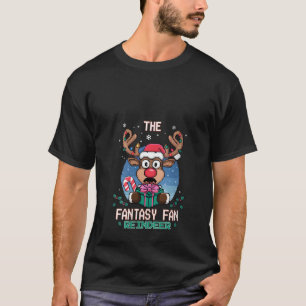Womens The Fantasy Fan Reindeer Christmas Matching T-Shirt