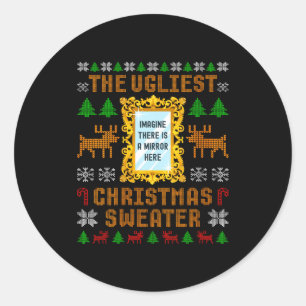 Womens The Ugliest Christmas Sweater With An Image Classic Round Sticker