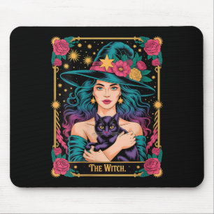 Womens The Witch Card Halloween Gothic Witchy Mouse Pad