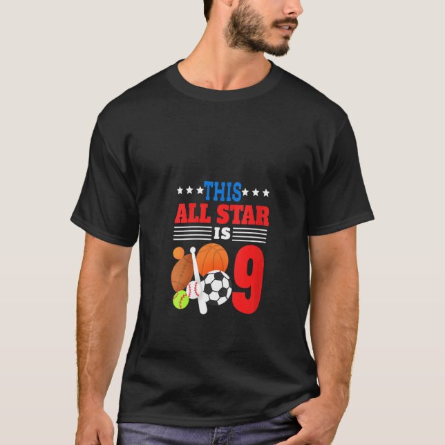 Womens This All Star Is Nine Funny 9th Birthday Sp T-Shirt (Front)