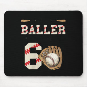 Womens This Baller Is Now 6 Birthday Baseball Bday Mouse Pad