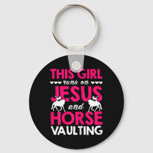 Womens This Girl Runs On Jesus And Horse Vaulting Key Ring