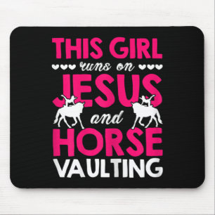 Womens This Girl Runs On Jesus And Horse Vaulting  Mouse Pad
