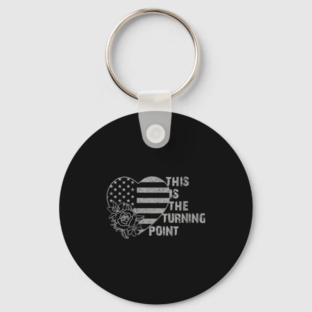 Womens This Is The Turning Int Tee Usa Flag For Me Key Ring (Front)