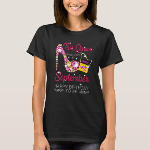 Womens This Queen Was Born On September Birthday Q T-Shirt