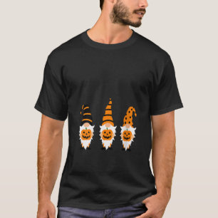 Womens Three Cute Halloween Gnomes Unique Fall Pum T-Shirt