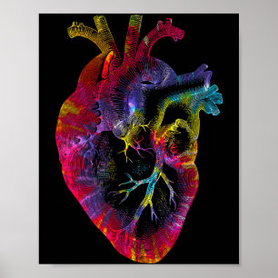 Womens Tie Dye Anatomical Heart Valentines Day Ana Poster