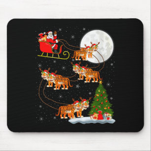 Womens Tiger Santa Sleigh Flying Funny Magical Chr Mouse Pad