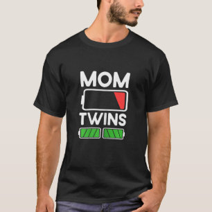 Womens Tired Twin Mum Battery Twin Mother T-Shirt