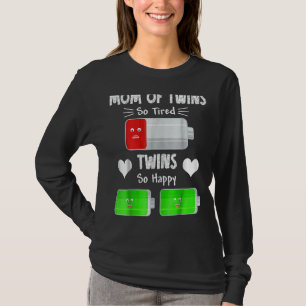 Womens Tired Twin Mum Low Battery Charge Mother's T-Shirt