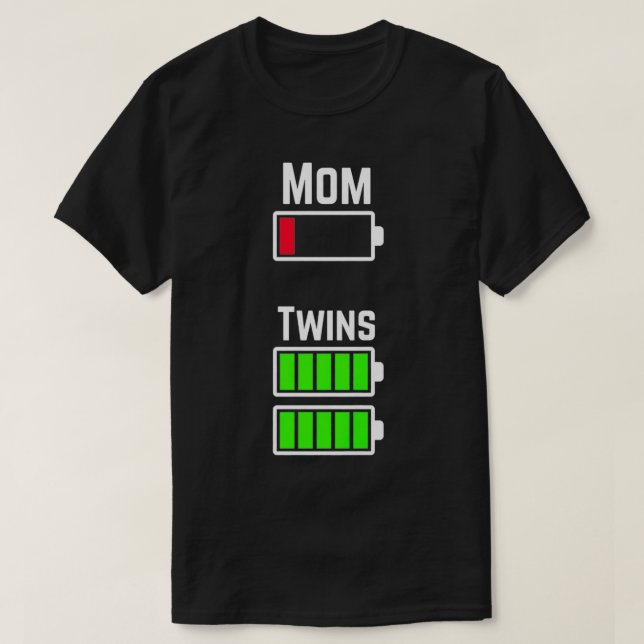 Womens Tired Twin Mum Low Battery Charge Premium  T-Shirt (Design Front)