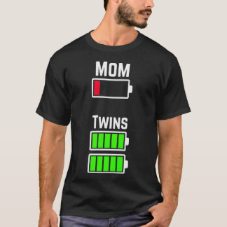 Womens Tired Twin Mum Low Battery Charge Premium T-Shirt