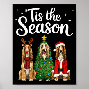 Womens Tis The Season Afghan Hound Christmas Santa Poster