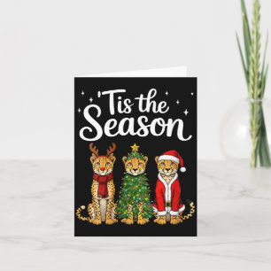 Womens Tis The Season Cheetah Christmas Santa Safa Card