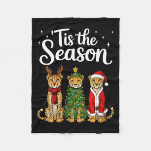 Womens Tis The Season Cheetah Christmas Santa Safa Fleece Blanket