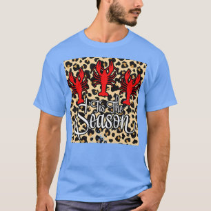 Womens Tis The Season Crawfish Leopard Mardi Gras T-Shirt