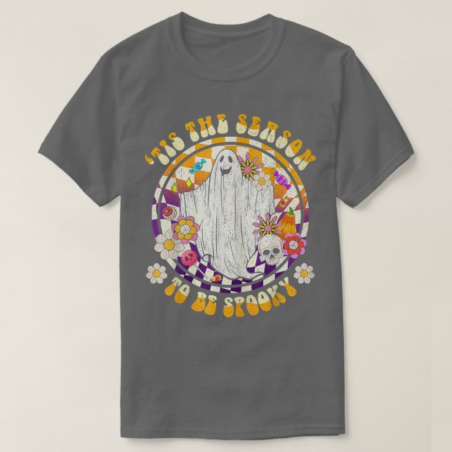 Womens Tis The Season To Be Spooky Halloween Pumpk T-Shirt (Design Front)
