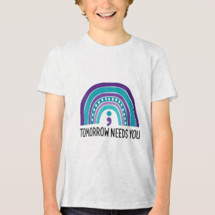 Womens Tomorrow Needs You Semicolon Rainbow Suicid Tri-Blend Shirt
