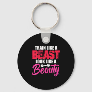 Womens Train Like A Look Like A Beauty Gym Workout Key Ring
