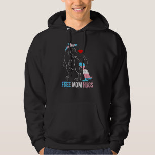 Womens Trans Free Mum Hugs Dinosaur Rex Mama Trans Hoodie