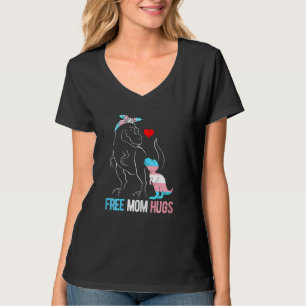 Womens Trans Free Mum Hugs Dinosaur Rex Mama Trans T-Shirt