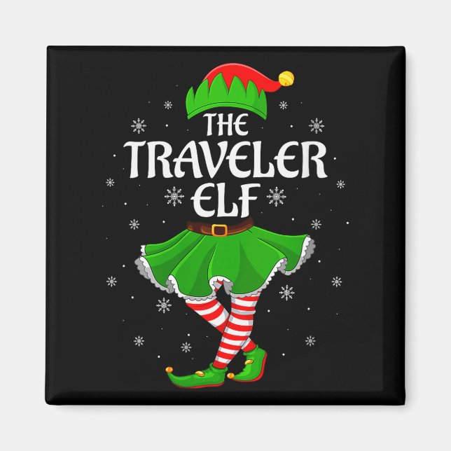 Womens Traveler Elf Christmas Family Girls Women E Magnet (Front)