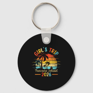Women's treasure island florida palm tree sunset key ring