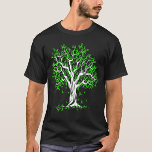 Womens Tree Green Ribbon Of Life Mental Health Awa T-Shirt