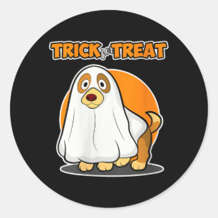 Womens Trick For Treat For Dog Lover - Dog Ghost Classic Round Sticker