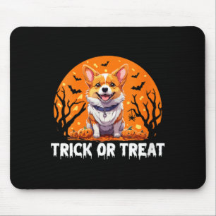 Womens Trick Of Treat Halloween Dog V-Neck Mouse Pad