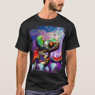 Womens Trippy Psychedelic Chameleon Lizard On Mush T-Shirt