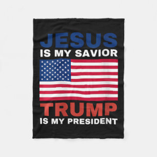 Womens Trump 2020 Gifts Jesus Is My Saviour Trump  Fleece Blanket
