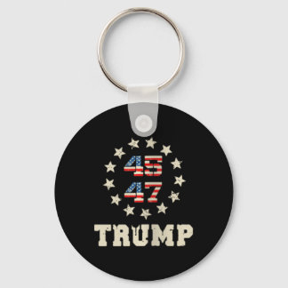 Womens Trump 2024 Flag (on Back) Take America Back Key Ring