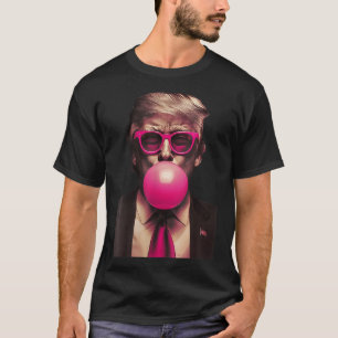 Womens Trump Bubble Gum Funny V-neck  T-Shirt