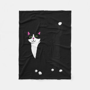 Womens Tuxedo Cat Mum Cute V-neck Fleece Blanket