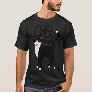 Womens Tuxedo Cat Mum Cute V-neck T-Shirt