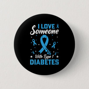 Womens Type 1 Diabetes Love Juvenile Diabetes Blue 6 Cm Round Badge