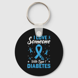 Womens Type 1 Diabetes Love Juvenile Diabetes Blue Key Ring
