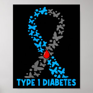 Womens Type 1 Diabetes V-neck  Poster